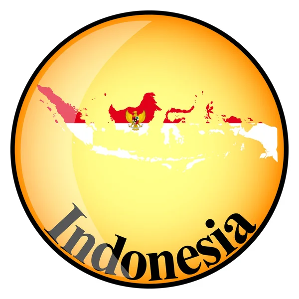 Pulsante arancione con le mappe delle immagini di Indonesia — Vettoriale Stock