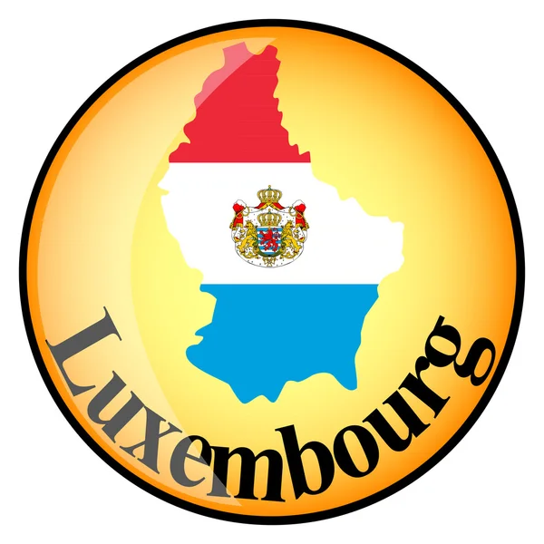Orange button with the image maps of Luxembourg — Stock Vector