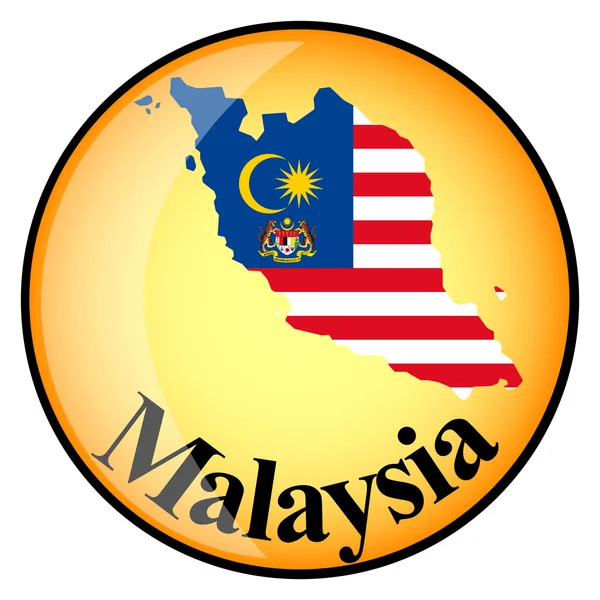 말레이시아의 이미지 지도 함께 주황색 버튼 — 스톡 벡터