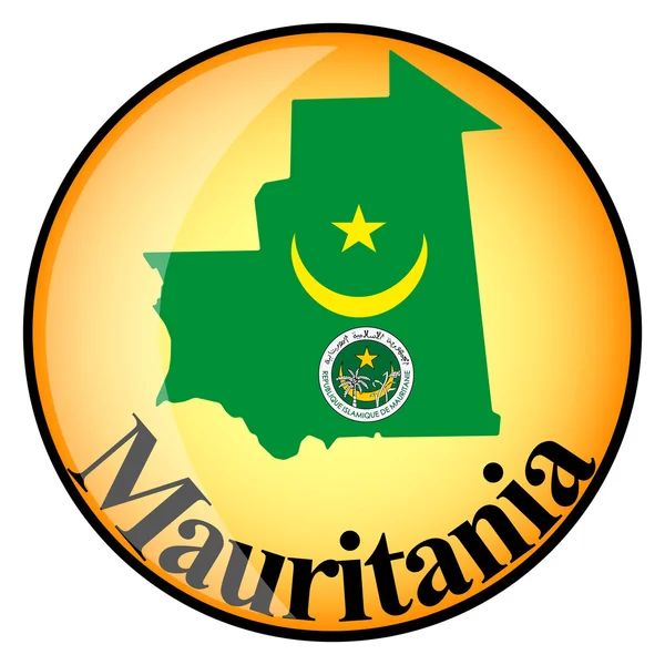 Pulsante arancione con le mappe delle immagini di Mauritania — Vettoriale Stock