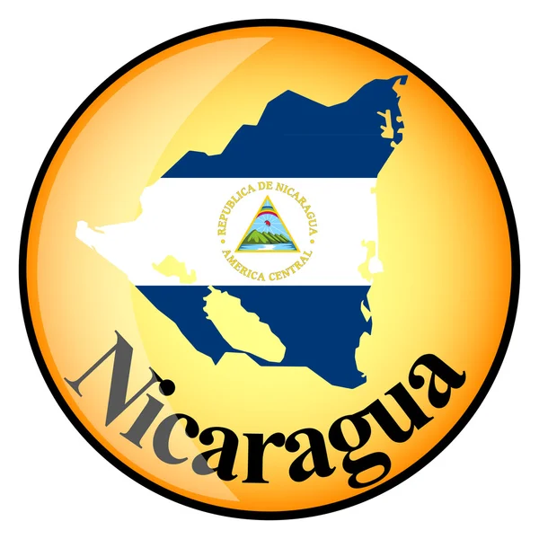 Oranje knop met de afbeelding kaarten van Nicaragua — Stockvector