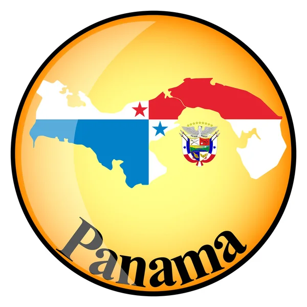 Orange button with the image maps of Panama — Stock Vector