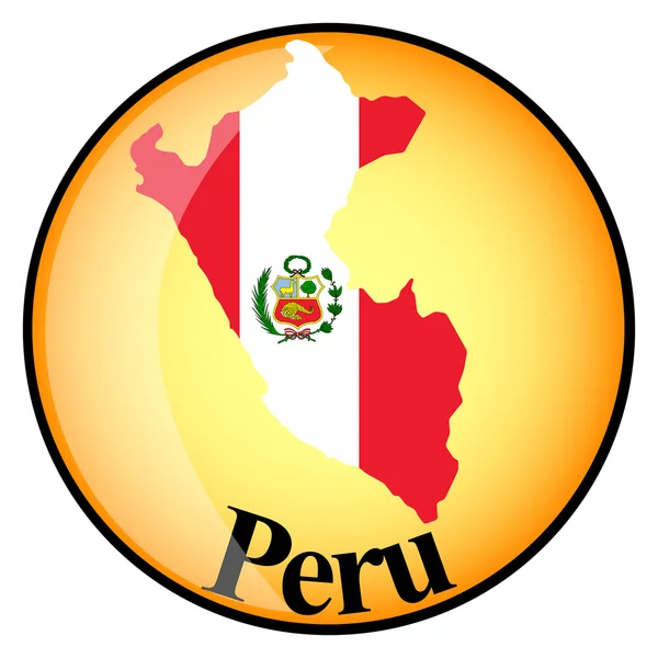 Botón naranja con los mapas de imagen de Perú — Archivo Imágenes Vectoriales