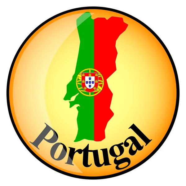 Botón naranja con los mapas de Portugal — Vector de stock
