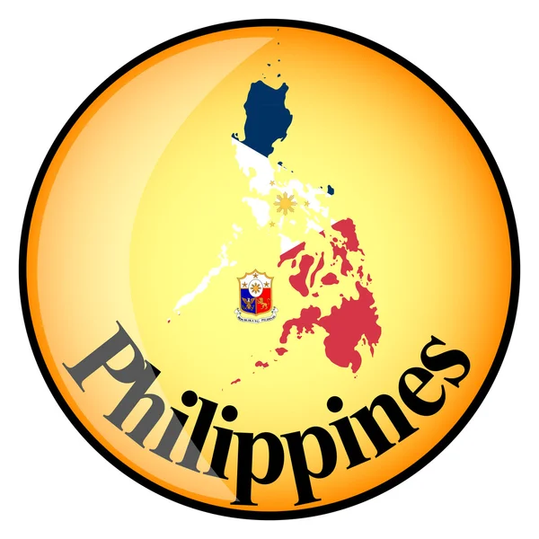 Bouton orange avec les cartes d'images de Philippines — Image vectorielle