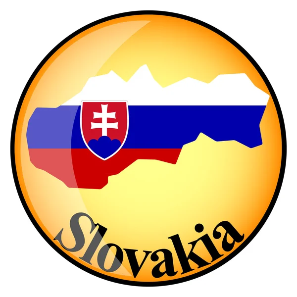 슬로바키아의 이미지 지도 함께 주황색 버튼 — 스톡 벡터
