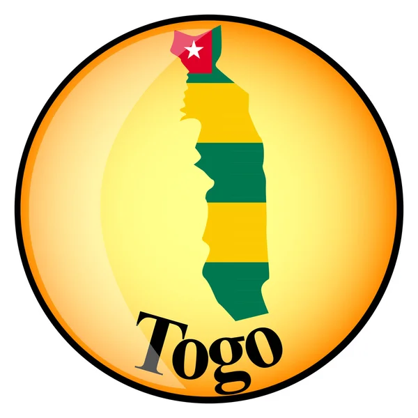 Narancssárga gombot a kép térképeket, Togo — Stock Vector