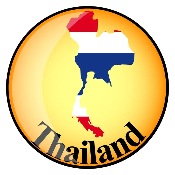 Orange button with the image maps of Thailand — Stock Vector