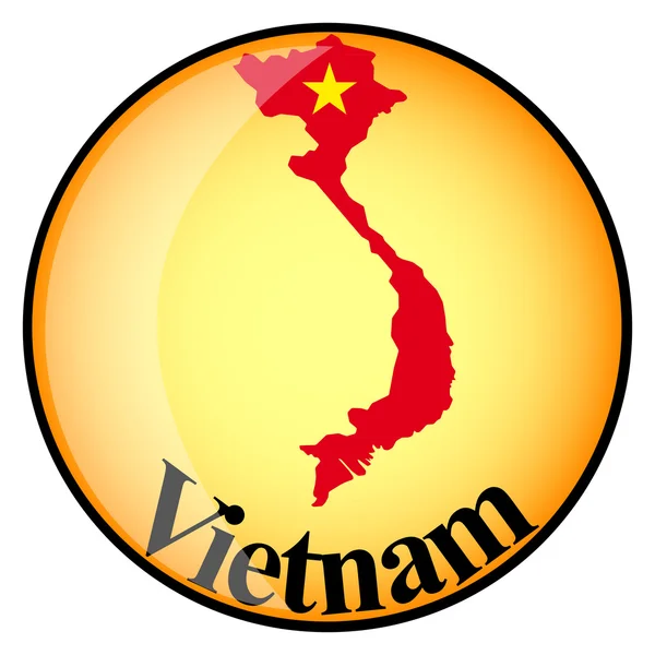 Orange button with the image maps of Vietnam — Stock Vector