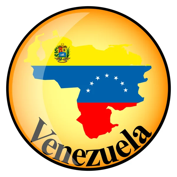 Pomarańczowy przycisk z mapy obrazu z Wenezueli — Wektor stockowy