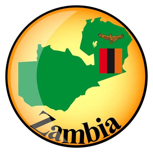 Pulsante arancione con le mappe delle immagini di Zambia — Vettoriale Stock