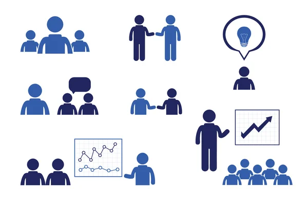 Människor affärsmöten och konferenser. Utbildningspresentationer — Stock vektor