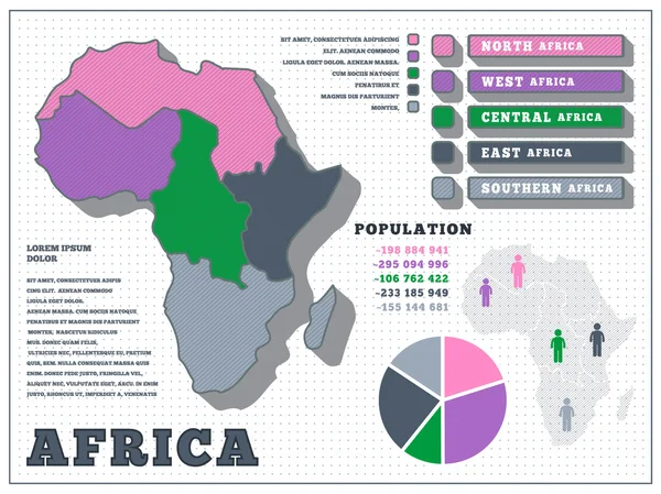 Infographics. befolkning. Karta över Afrika. Politiska karta. Vektor. — Stock vektor