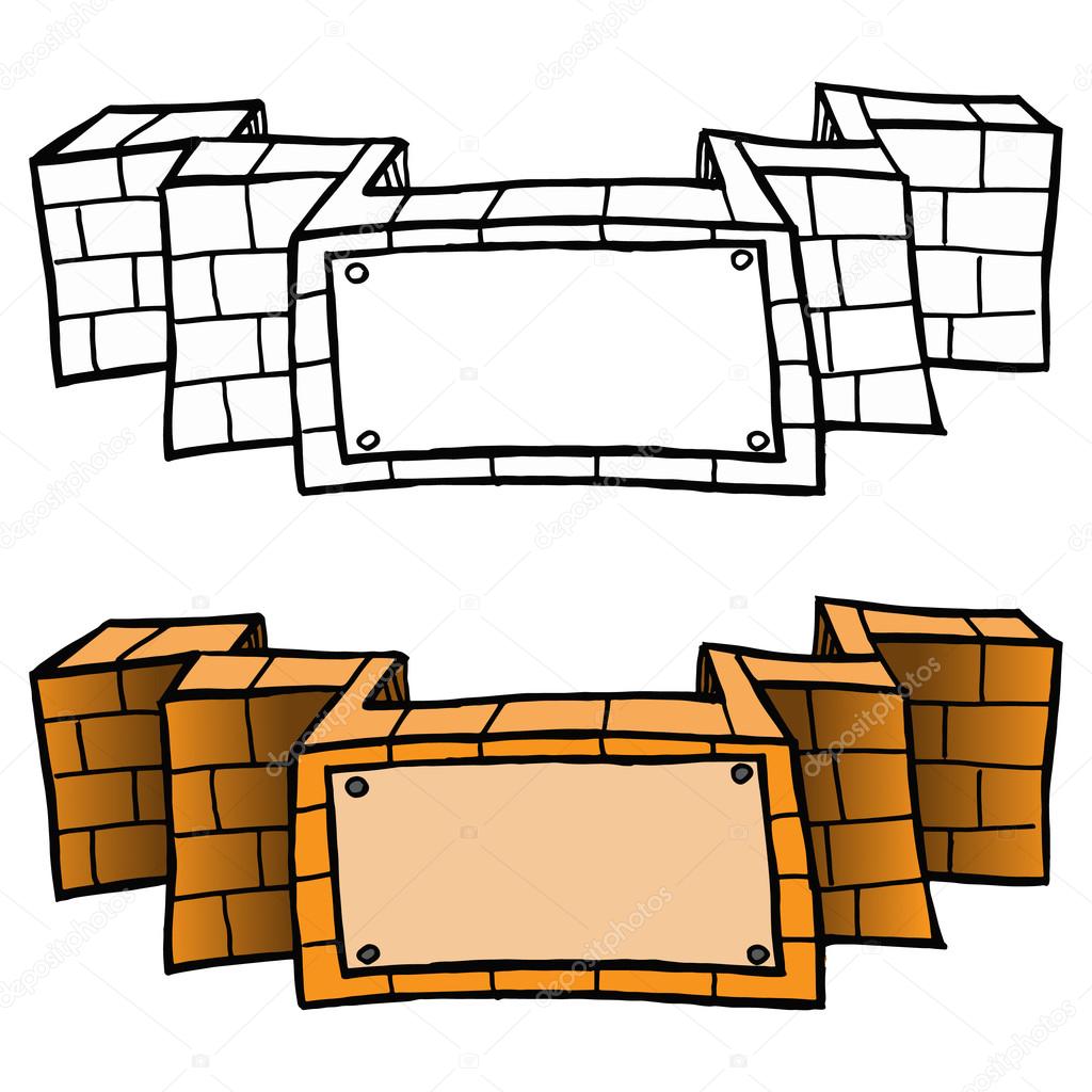brick banners. Illustration of a brick awarding ribbons, color a