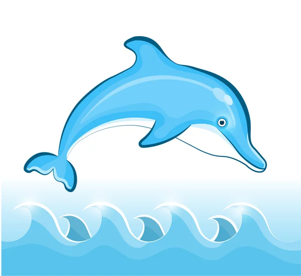 Schwimmender Delfin. Vektorillustration. — Stockvektor