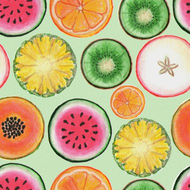 karpuz, papaya, portakal, kivi, elma, ananas, sonsuz geri