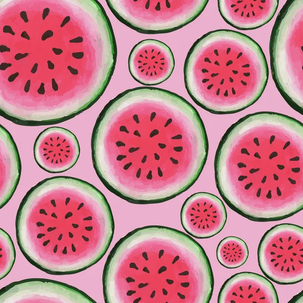 Vattenmelon frukt ändlösa texturerat bakgrund. — Stock vektor