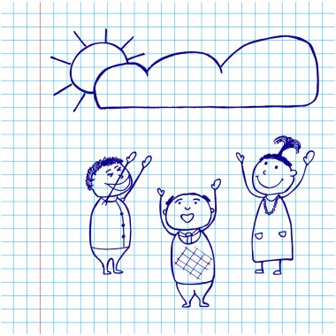 El çizim karikatür mutlu kişi kümesi