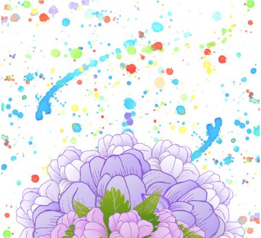 değişik çiçek yuvarlak bir çelenk ile güzel kart. 