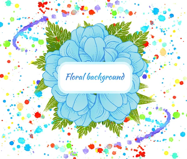 Beautiful card with a round wreath of different flowers. — Stock Vector