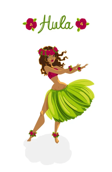 Mooi Polynesisch Meisje Hula Danser — Stockvector