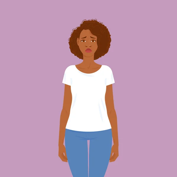 Emociones Mujer Negra Bastante Joven Ropa Casual Con Pelo Estilo — Vector de stock