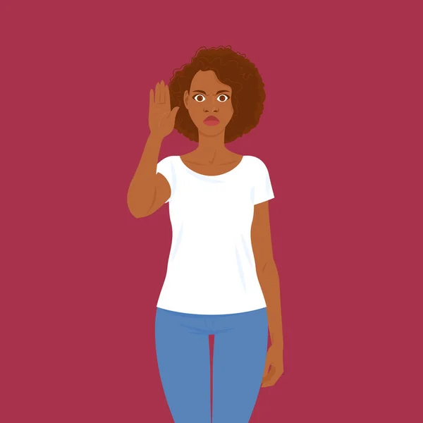 Emociones Mujer Negra Bastante Joven Ropa Casual Con Pelo Estilo — Vector de stock