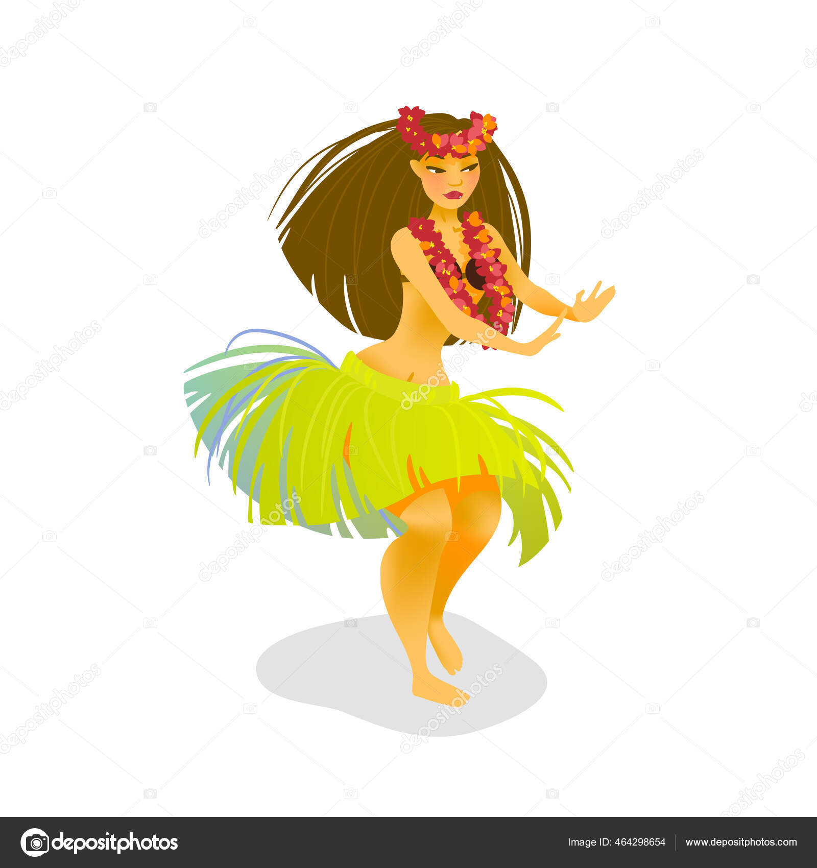 Illustration Hawaiian Hula Dancer Woman Dancing Grass Skirt Stock Illustration by ©jetFoto