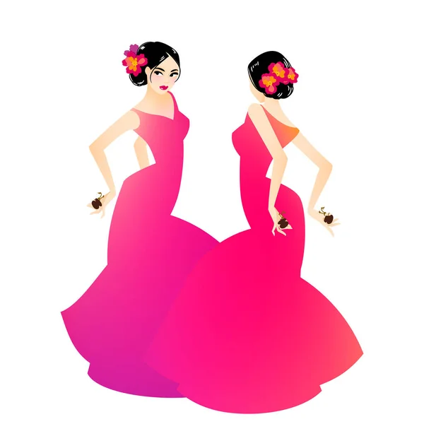 Illustration Woman Dancing Flamenco — Stock Vector