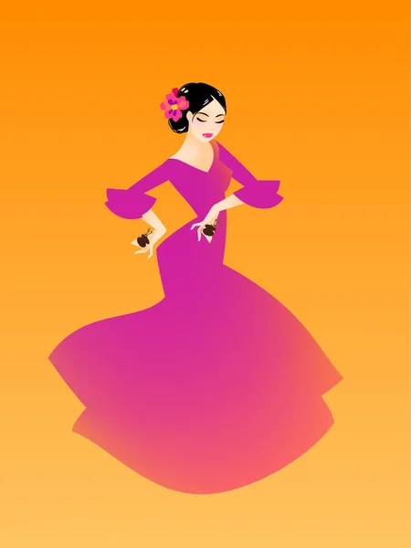 Illustration Woman Dancing Flamenco — Stock Vector