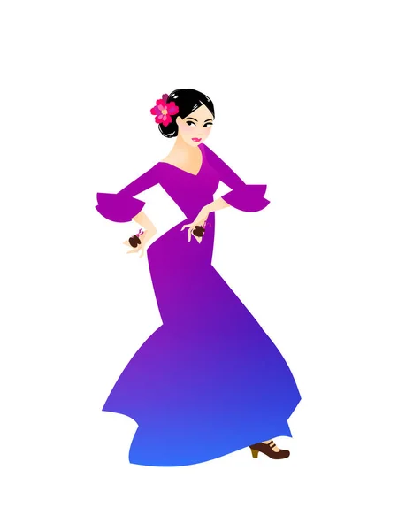 Illustration Woman Dancing Flamenco — Stock Vector