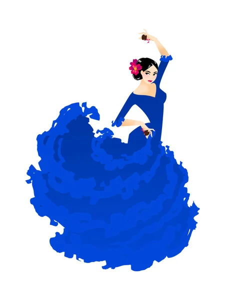 Illustration Woman Dancing Flamenco — Stock Vector