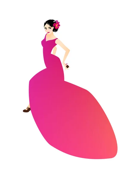 Illustration Kvinna Som Dansar Flamenco — Stock vektor