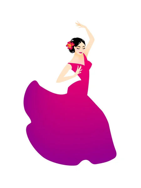 Illustration Kvinna Som Dansar Flamenco — Stock vektor