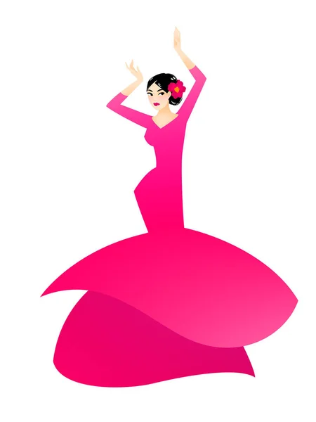 Illustration Woman Dancing Flamenco — Stock Vector