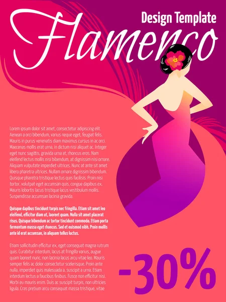 Design Mall Med Illustration Kvinna Som Dansar Flamenco — Stock vektor