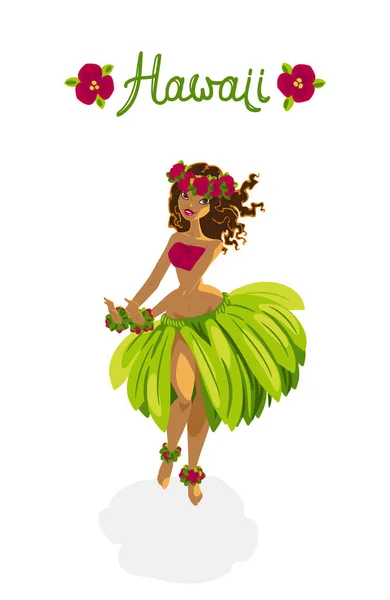 Hermosa Chica Polinesia Bailarina Hula Ilustración De Stock