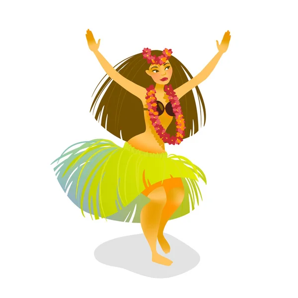 Illustrazione Una Ballerina Hawaiana Hula Che Balla Una Gonna Erba Illustrazioni Stock Royalty Free