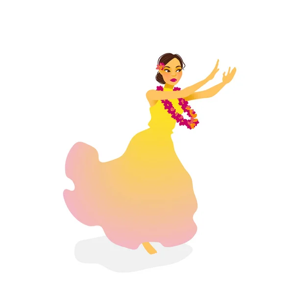Illustration Einer Hawaiianischen Hula Tänzerin Langen Kleid lizenzfreie Stockillustrationen