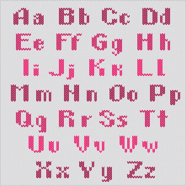 뜨개질을 하는 벡터 알파벳, 빨간색 대담한 산 고딕 편지. — 스톡 사진