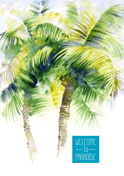 Plantilla con palmeras acuarela vector — Archivo Imágenes Vectoriales