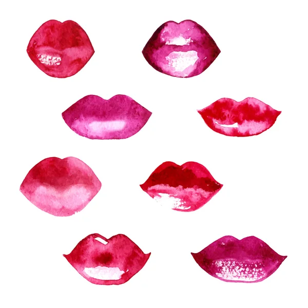 Colección de labios rojos hermosos — Vector de stock