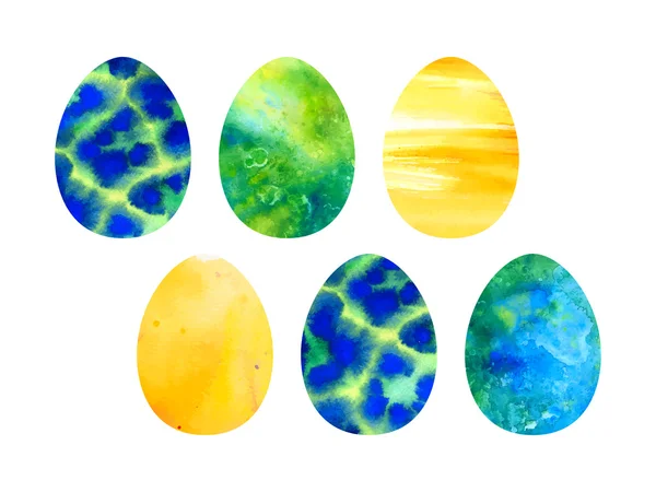 水彩の着色された卵のイースター セット — ストックベクタ