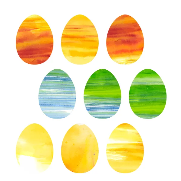 Easter set of watercolor colored eggs — Stock Vector