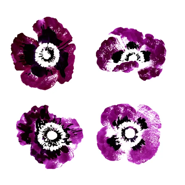Kolekcja kwiatów maku akwarela — Wektor stockowy