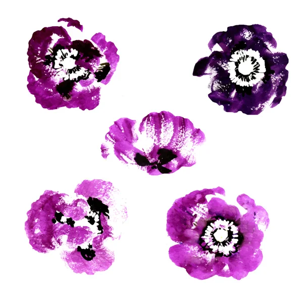Колекція акварельних макових квітів — стоковий вектор