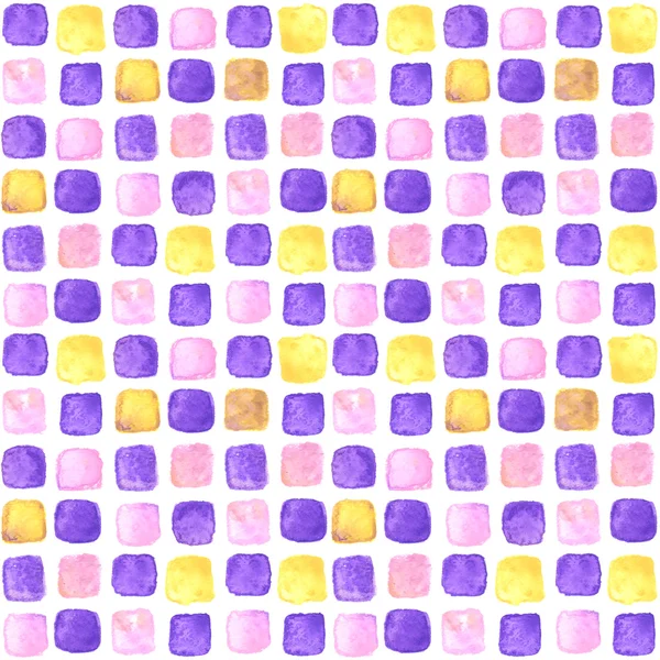 Vzor bezešvé akvarel s čtverečky — Stock fotografie