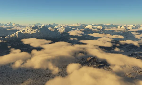 Ледниковый период Ледяной дождик и облака в небе, 3D рендеринг — стоковое фото