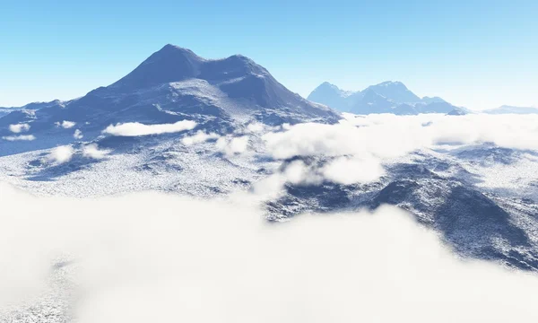 Doba ledová. Ledová pustina mraky na obloze, 3d vykreslení — Stock fotografie