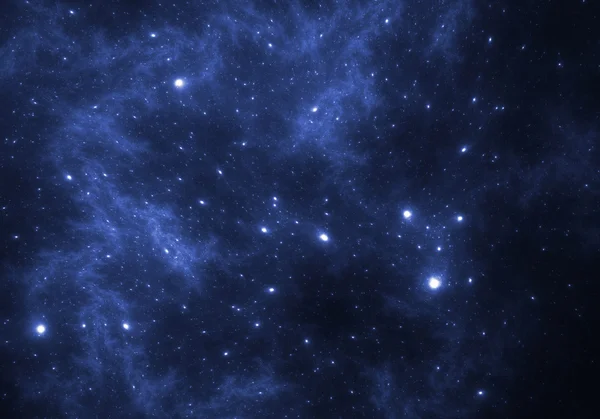 Fondo espacial con nebulosa azul y estrellas — Foto de Stock